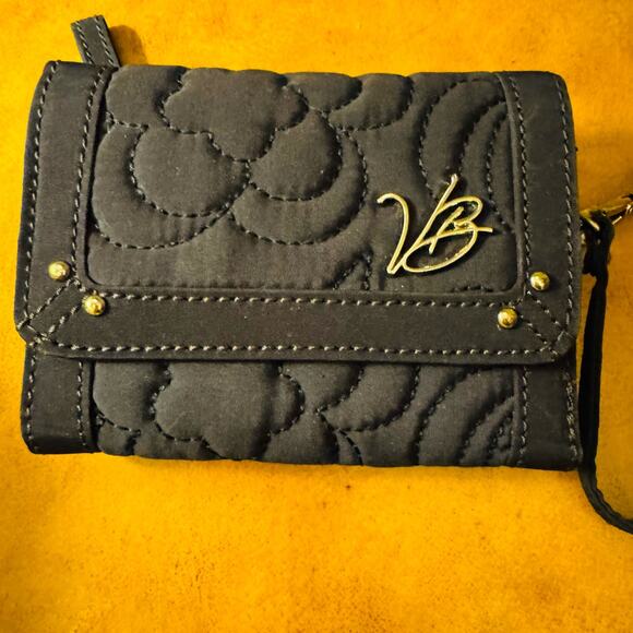 Vera Bradley Navy Quilted Flap Trifold Wallet Wristlet - Picture 3 of 10